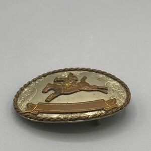 Vintage Western Belt Buckle Bucking Bronco Rodeo Steer Nickle Silver